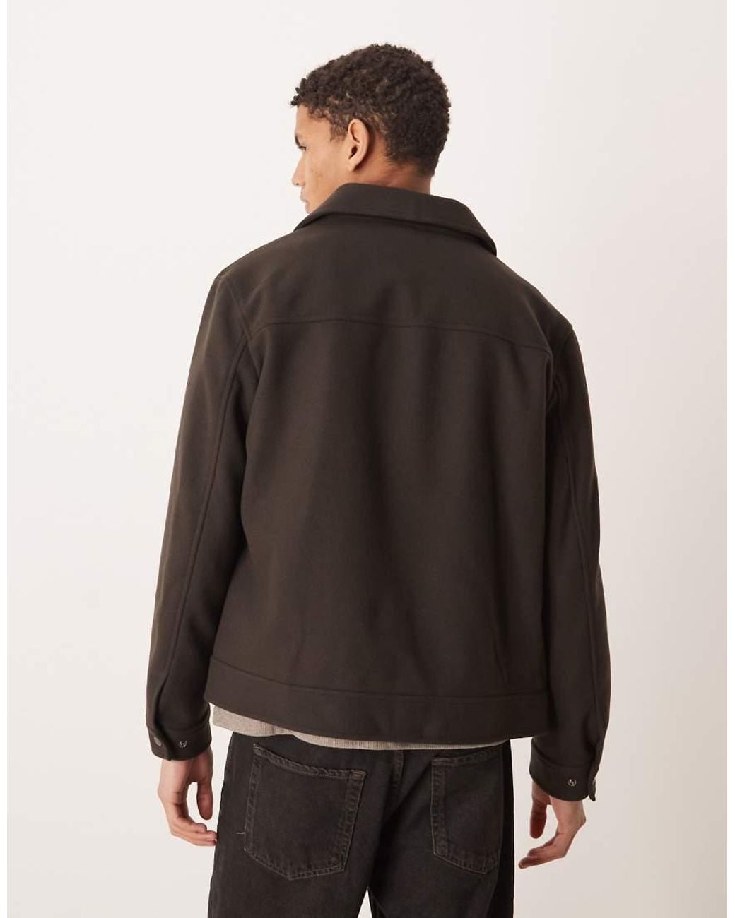 Mango Brown Zip Through Harrington Jacket for men