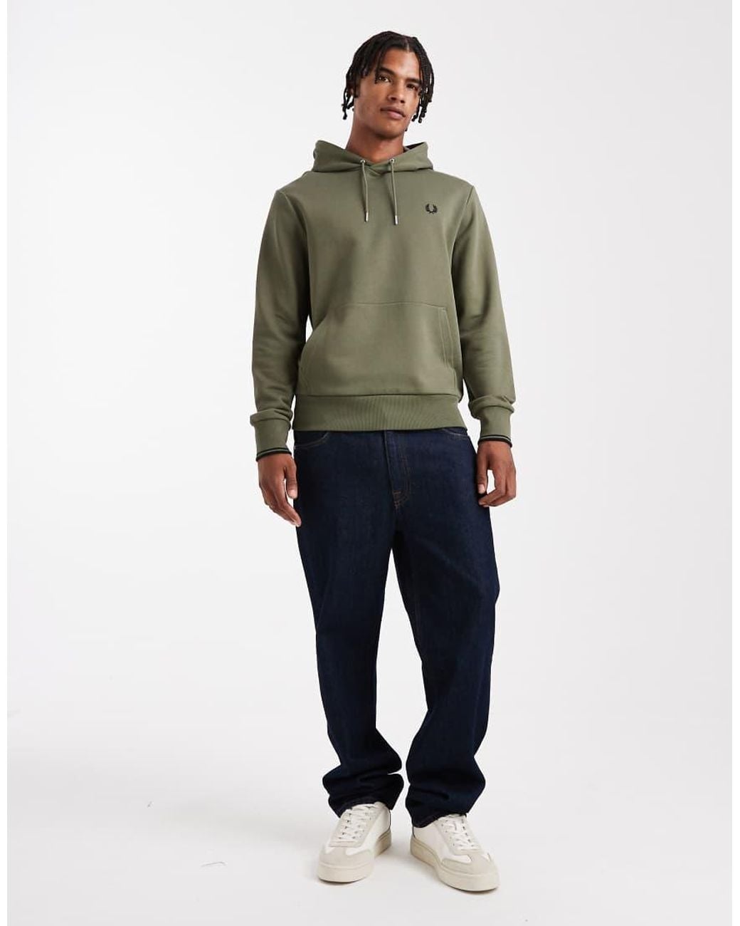 Fred Perry Green Tipped Logo Hoodie for men