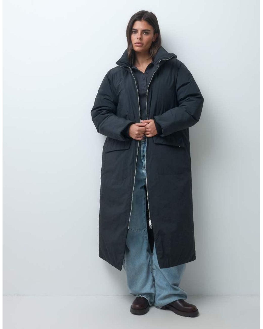 ASOS Blue Hooded Longline Puffer Jacket