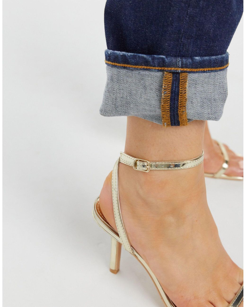 Glamorous Minimalistische Sandalen Met Hak in het Metallic - Lyst