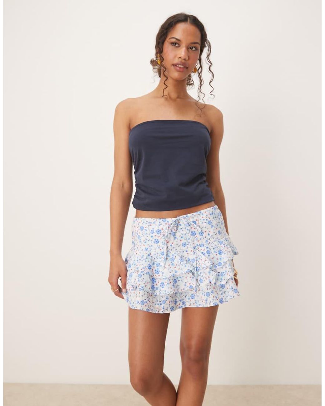 Glamorous Blue Ruffle Mini Skirt