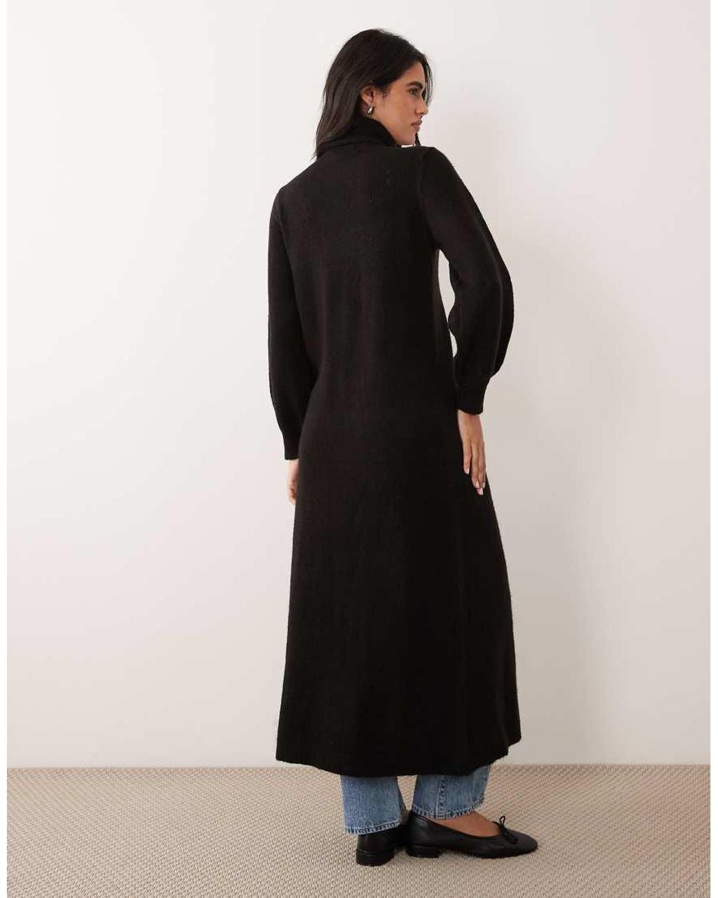 Vila Black Roll Neck Knit Maxi Pullover Jumper With Split Detail