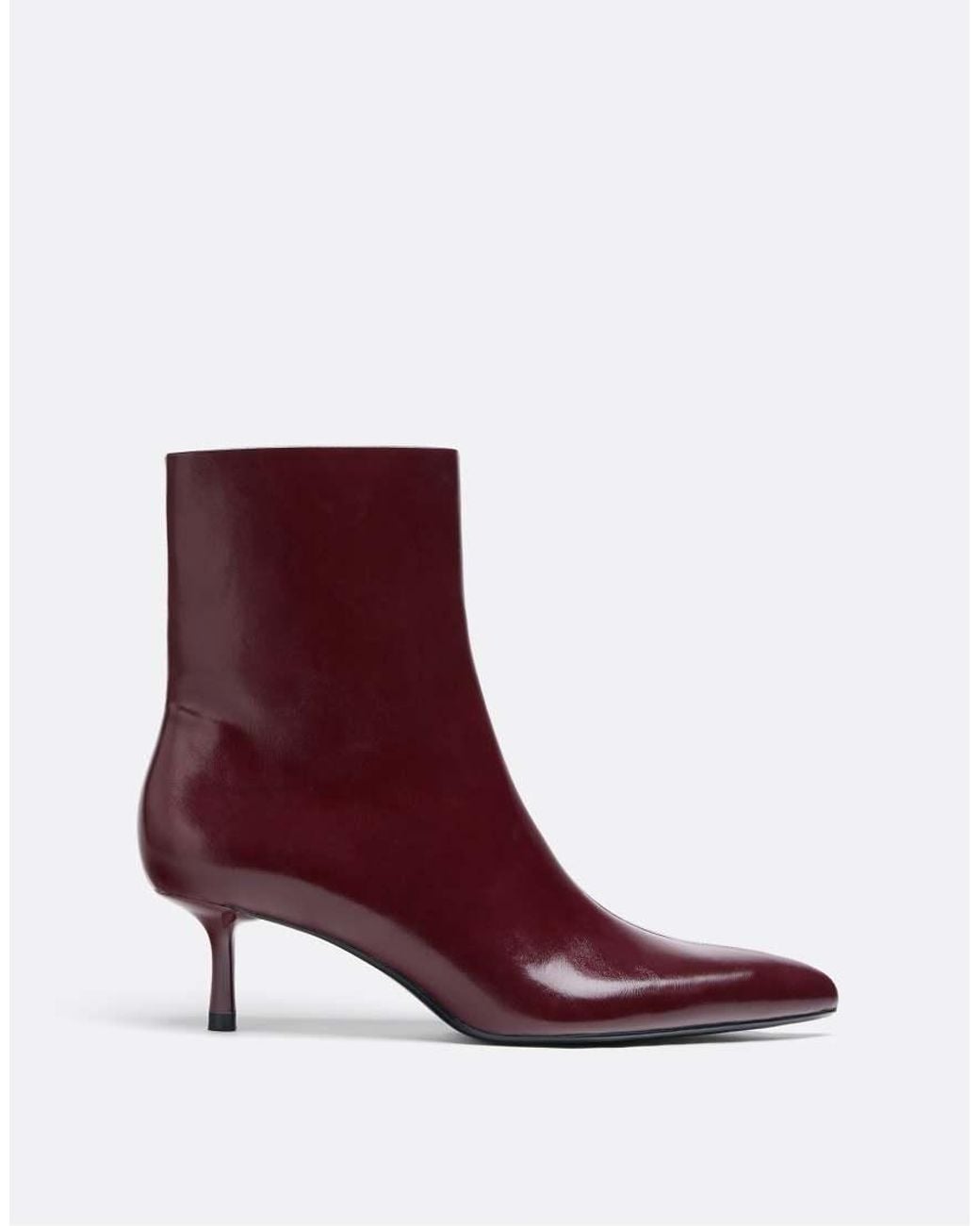 Stradivarius Purple Croc-effect Kitten Heel Ankle Boots