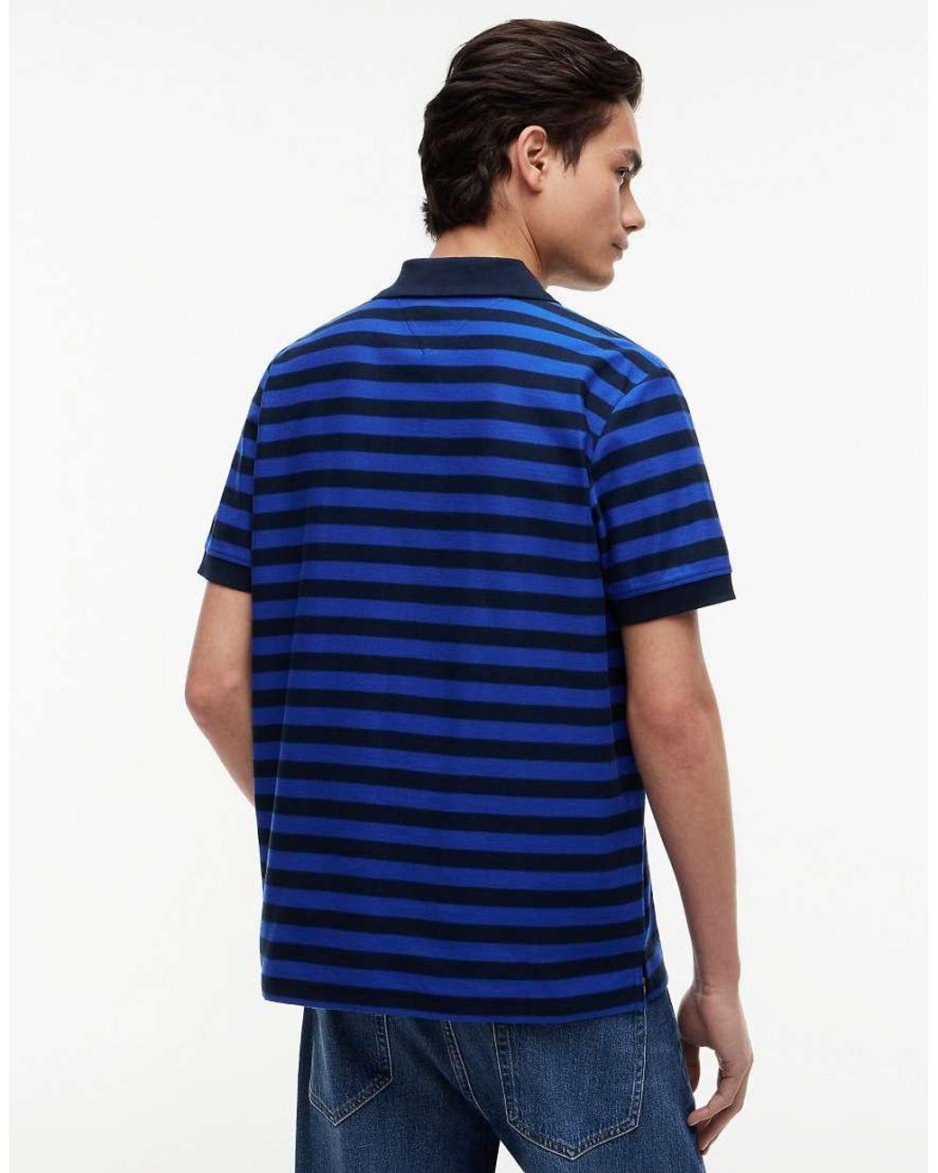 Tommy Hilfiger Blue Regular Fit Stripe Jersey Polo Shirt for men