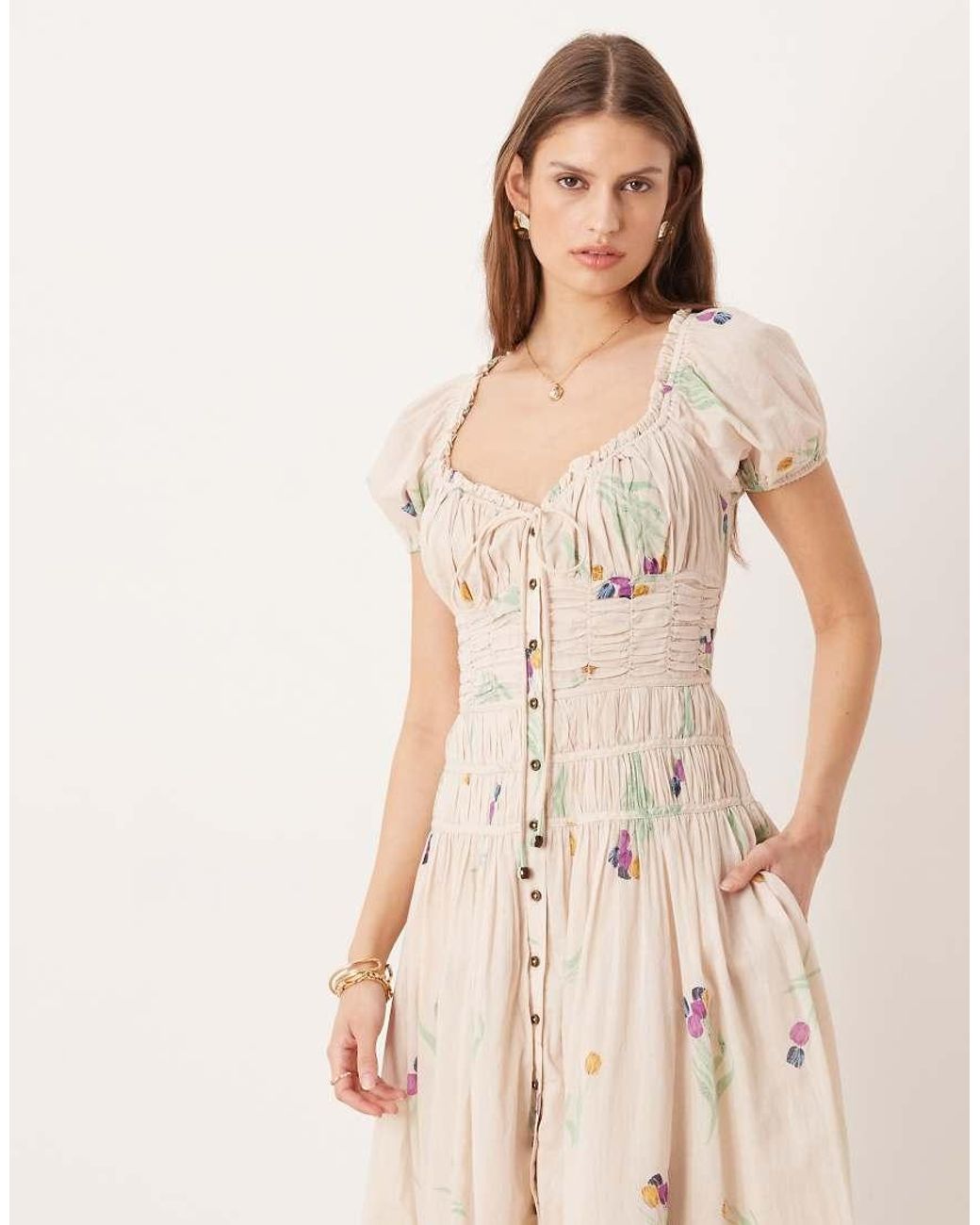Free People Natural Coplete Me Button Down Midi Dress