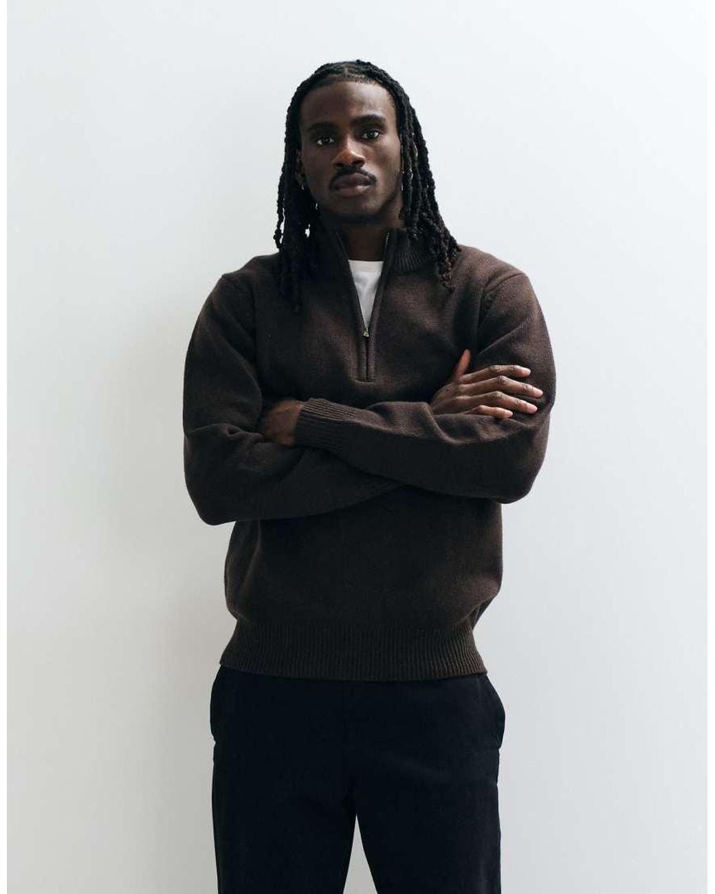 Wrangler Black 1/4 Zip Wool Mix Sweatshirt for men