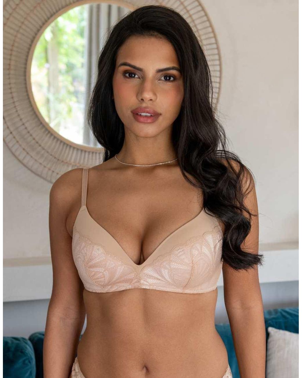 Pour Moi Green New Romance Padded Non Wired Tshirt Bra