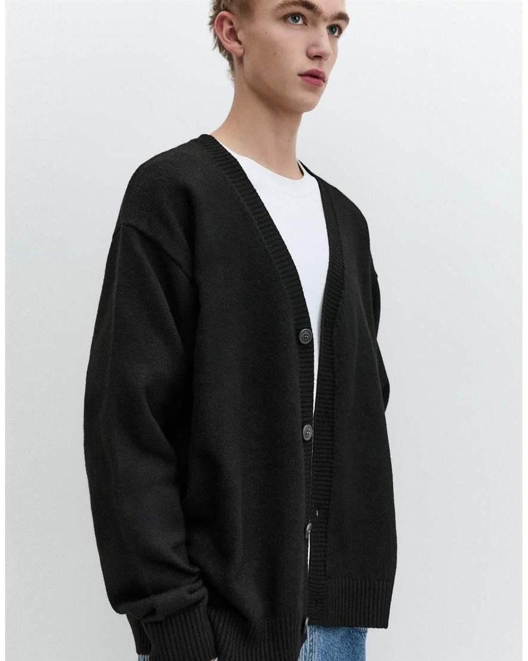 Pull&Bear Blue Basic Cardigan for men
