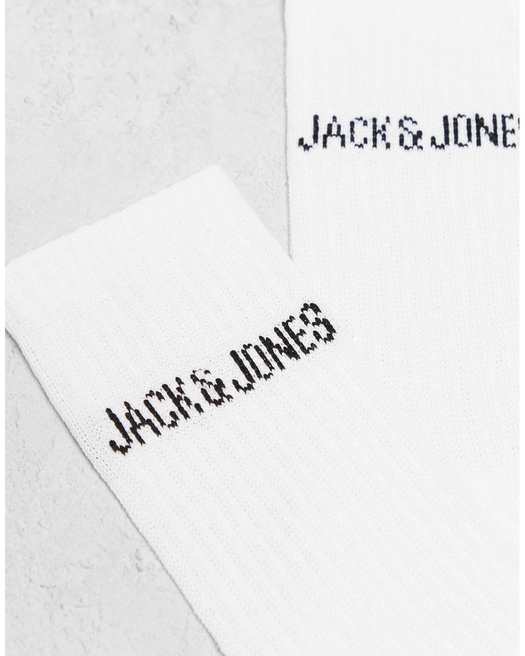 Jack & Jones White 5 Pack Ribbed Logo Socks for men