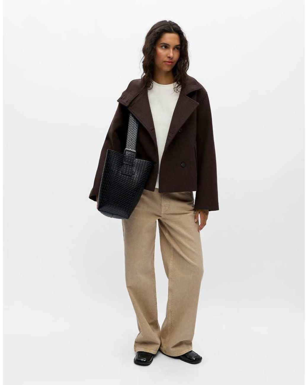 Object Brown Riki Wool Blend Short Jacket