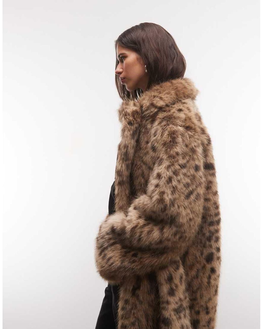 Reclaimed Vintage Brown Unisex Faux Fur Maxi Coat