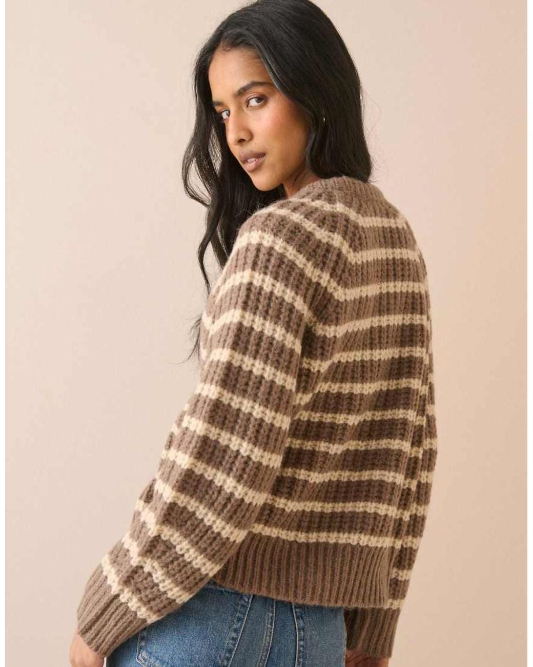 Nobody's Child Natural Striped Chunky Knit Jumper