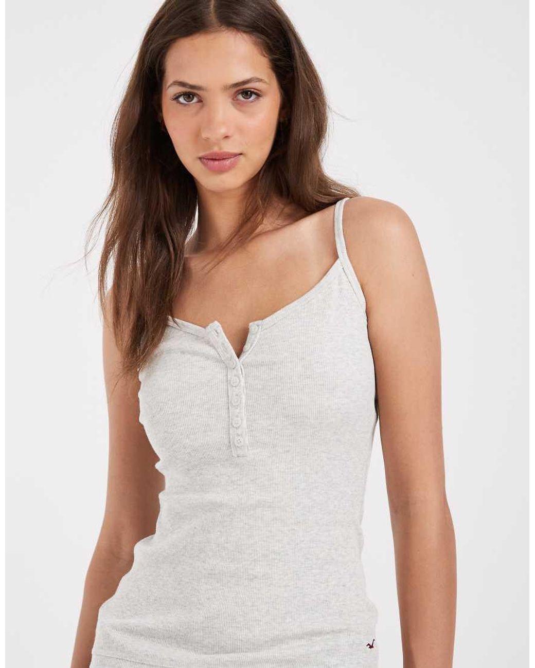 Hollister White Henley Cami Top
