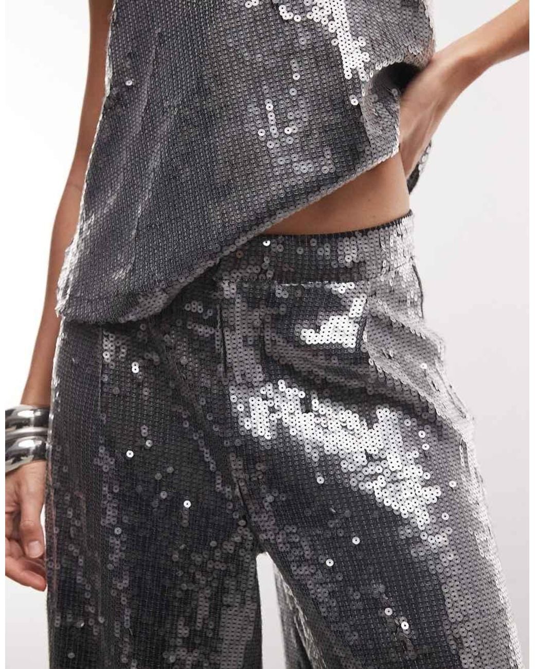 ASOS Black Co-ord Sequin Wide Leg Trouser