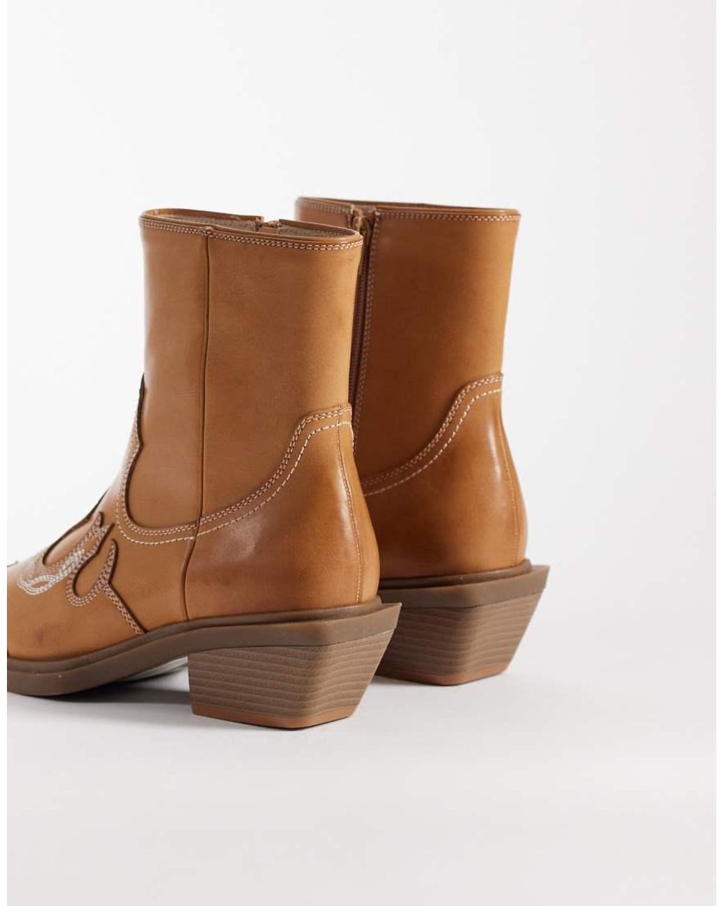 ASOS Brown Western Boots With Cuban Heels for men
