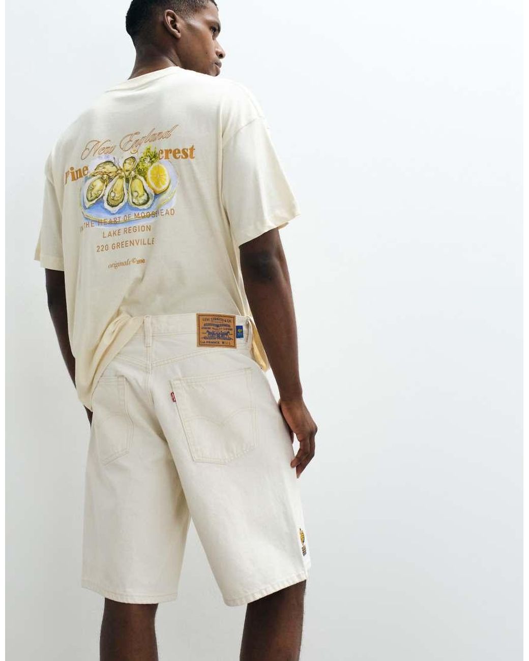 Levi's White France 478 baggy Denim Shorts for men