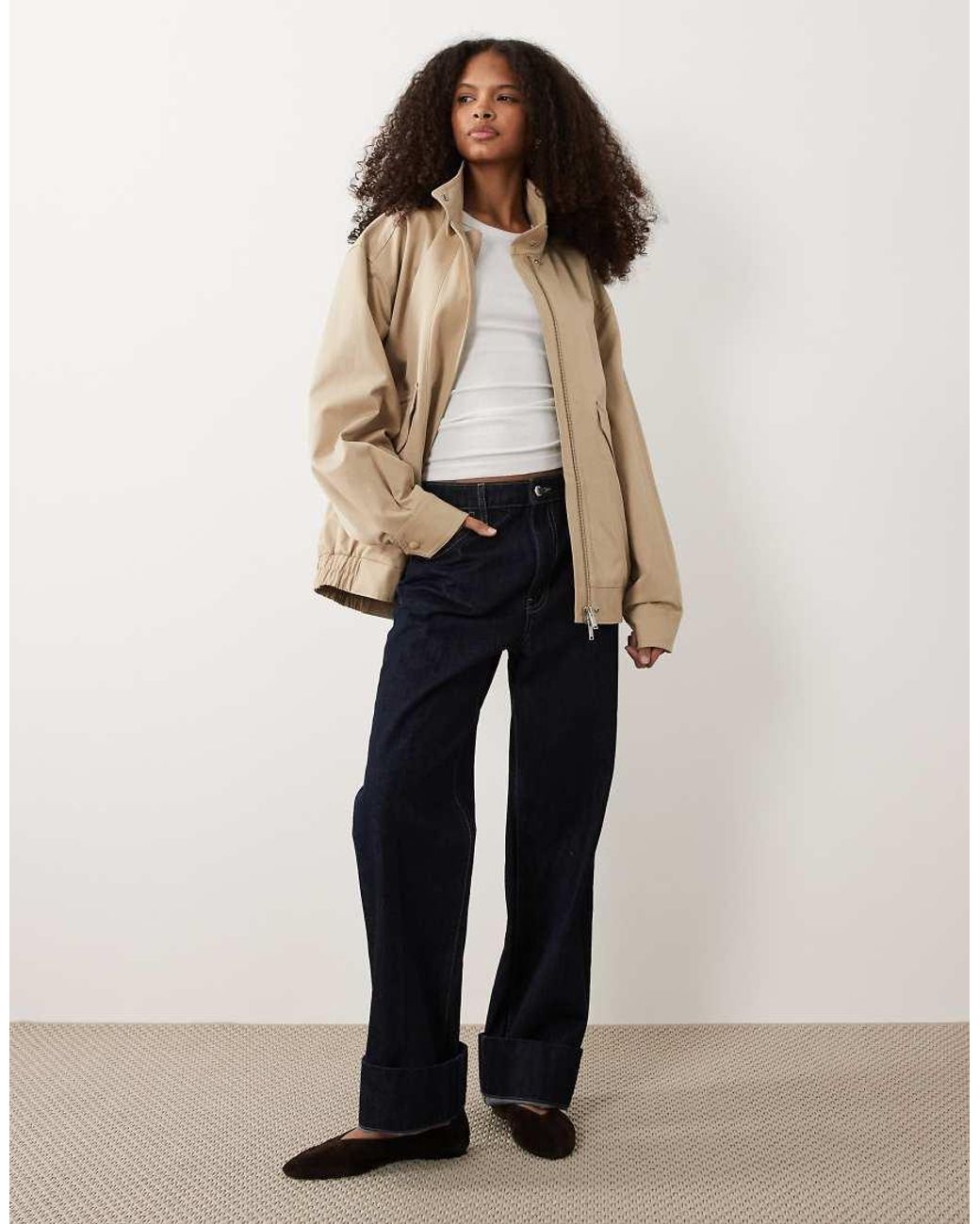 ARKET Natural Funnel Neck Harrington Bomber