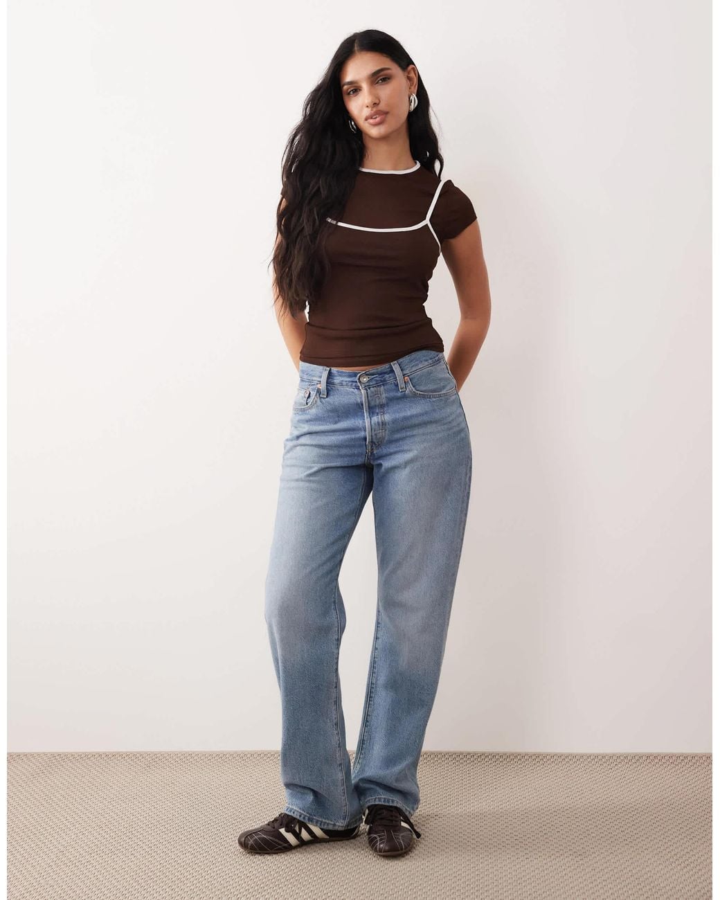 ASOS Multicolor Sheer Double Layer Top With Contrast Binding
