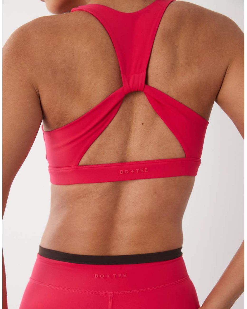 BO+TEE Red Bo+tee Soft Active High Impact Contrast Detail Sports Bra