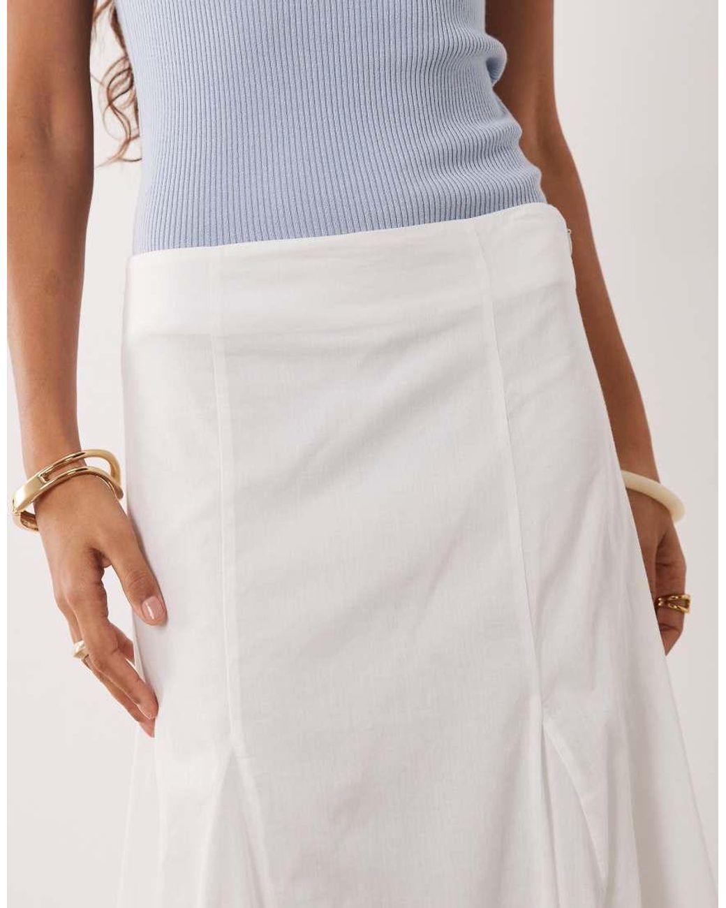 ASOS White Asos Design Petite Cotton Godet Maxi Skirt