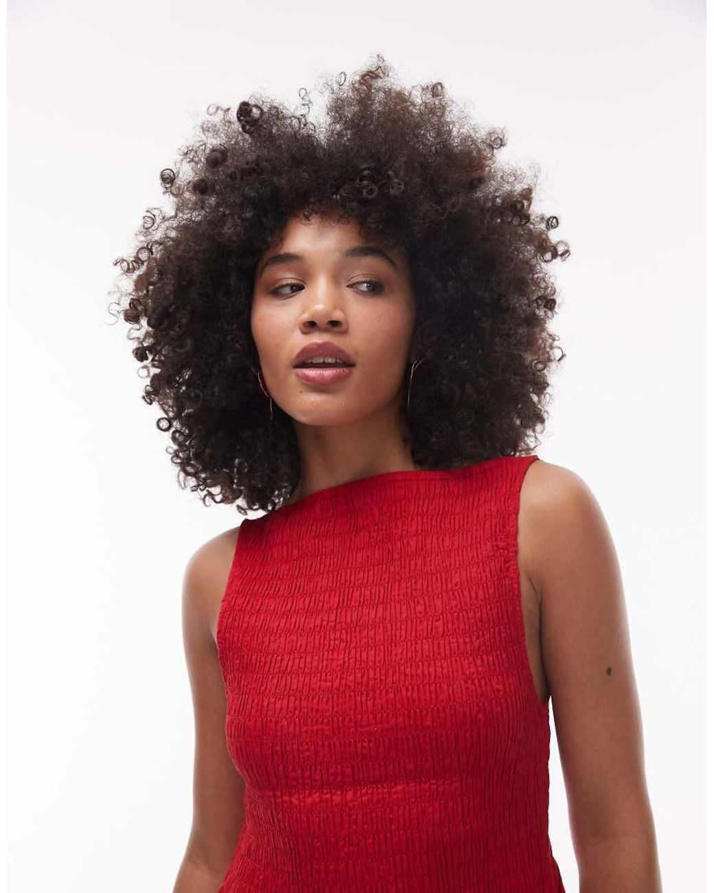 & Other Stories Red Boat Neck Maxi Dress With Smocked Bodice