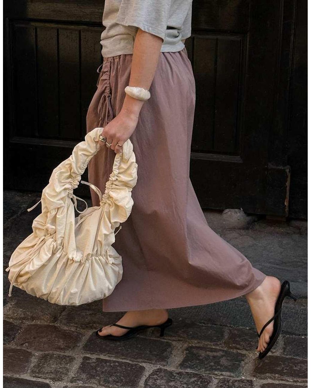 NA-KD Pink X Charlotte Olivia Drawstring Detail Maxi Skirt