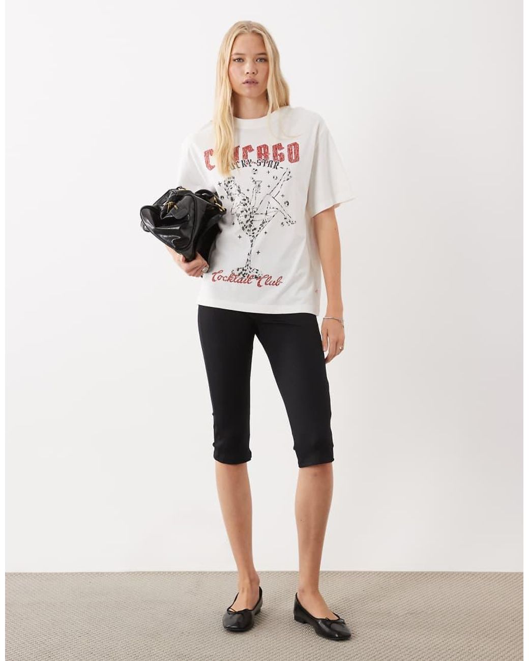 ASOS White Oversized T-shirt With Pin Up Martini Graphic