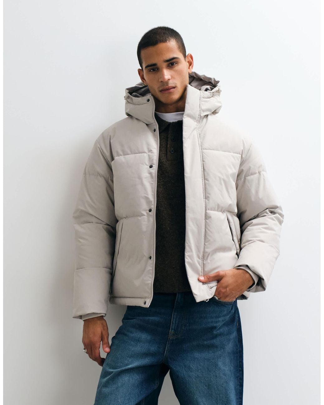Jack & Jones Blue Hooded Puffer Jacket for men