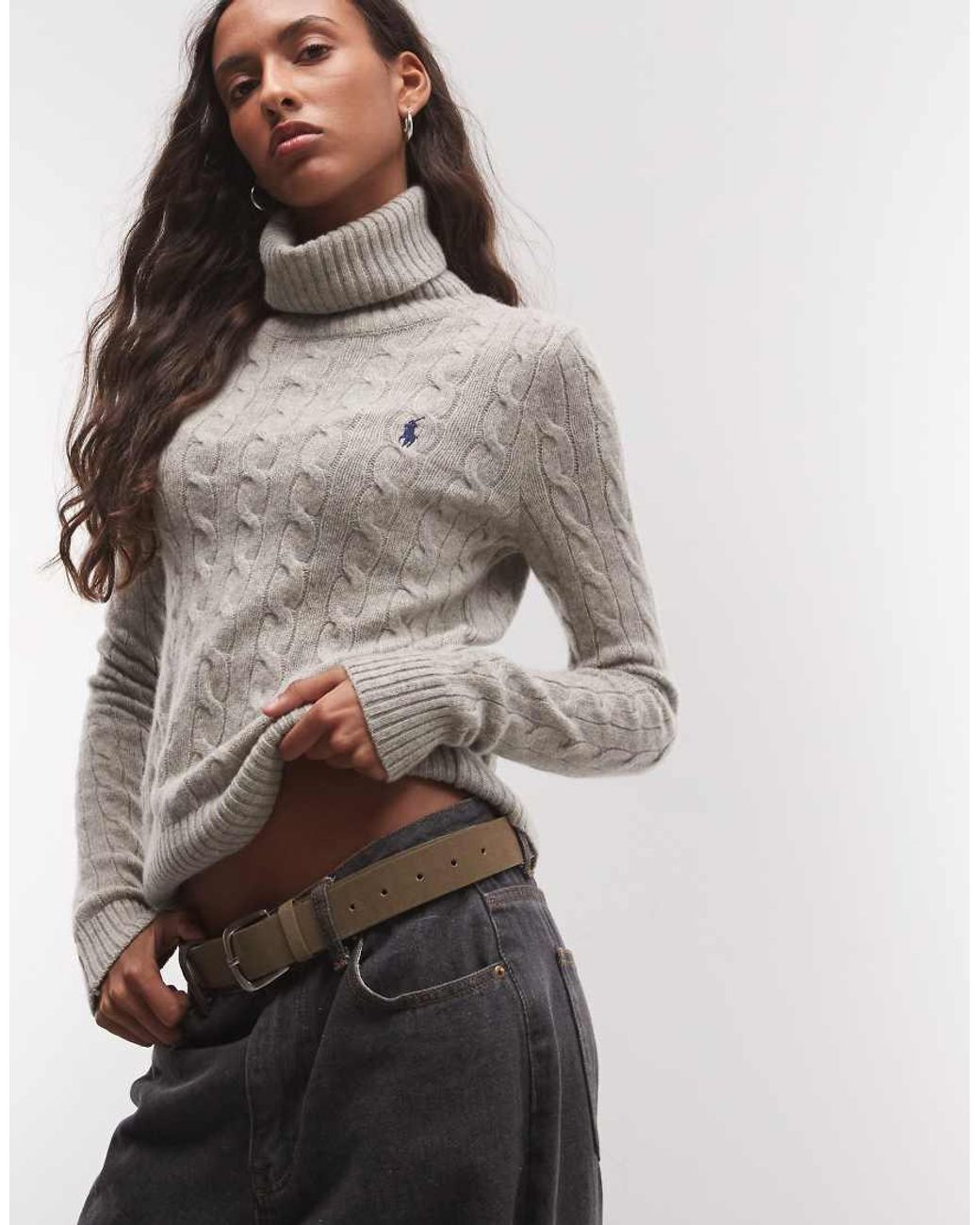 Polo Ralph Lauren Gray Icon Logo Turtle Neck Sweater