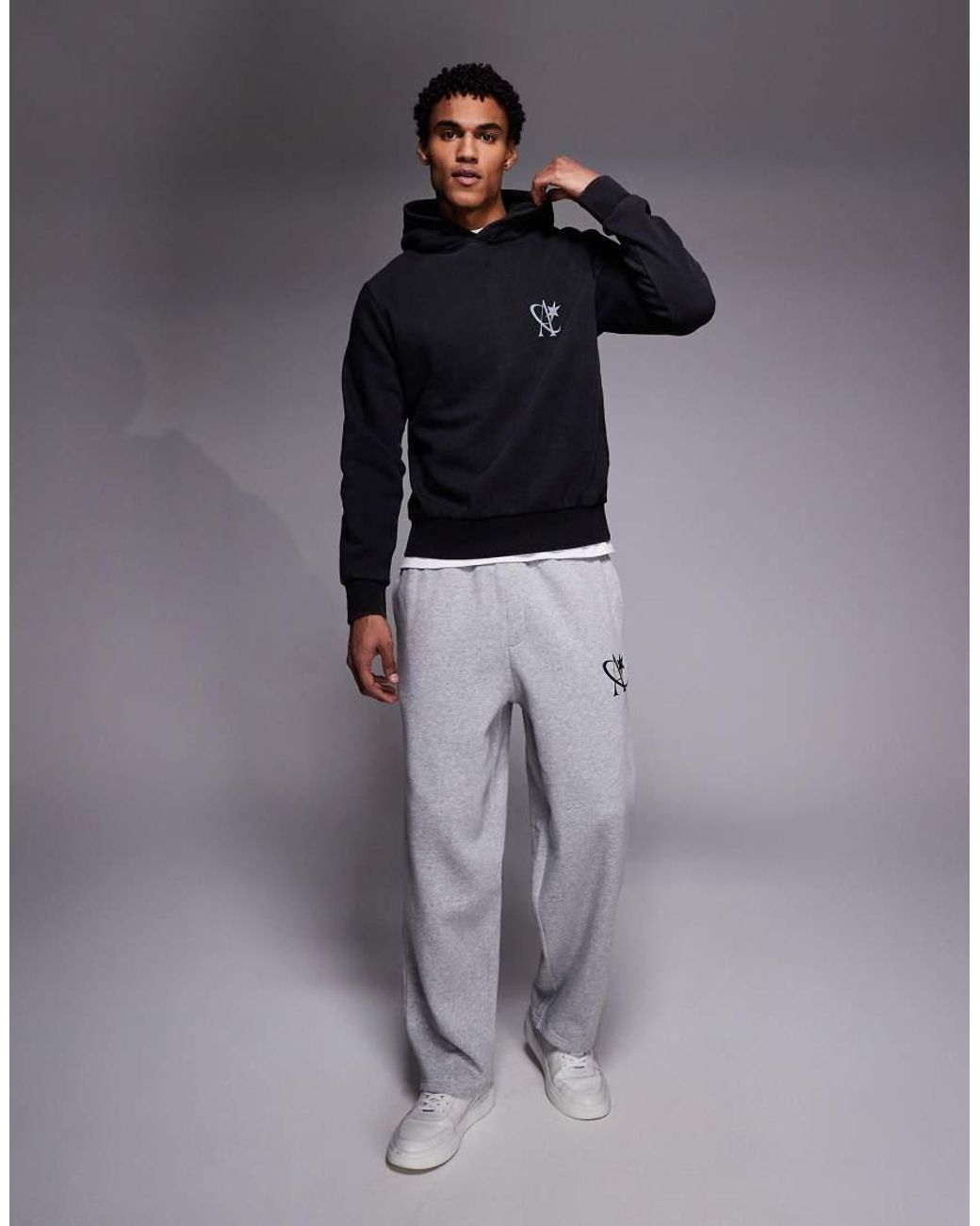 ADPT Gray Loose Fit joggers With Star Logo for men