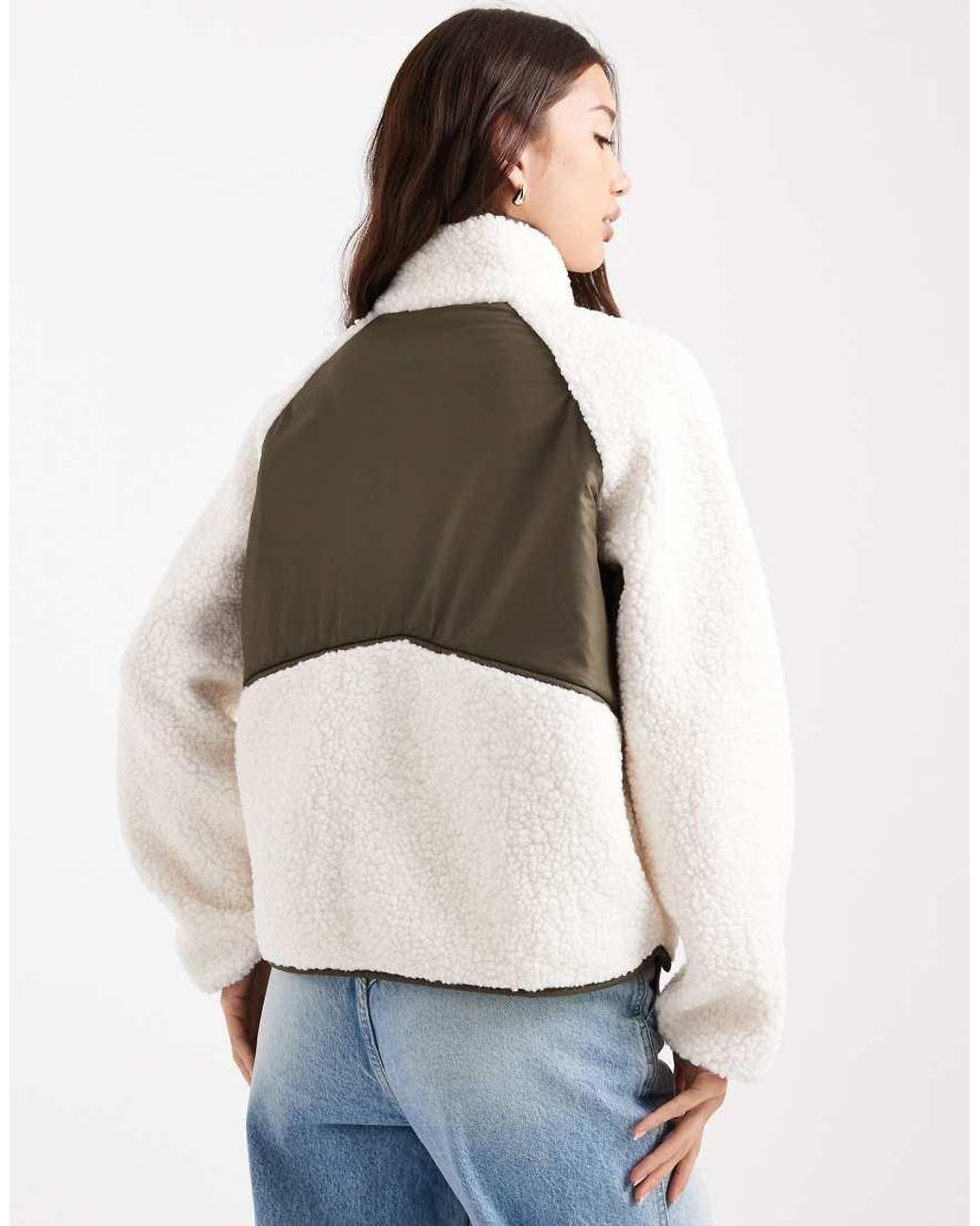 Threadbare White Zip Front Borg Fleece With Back Panel