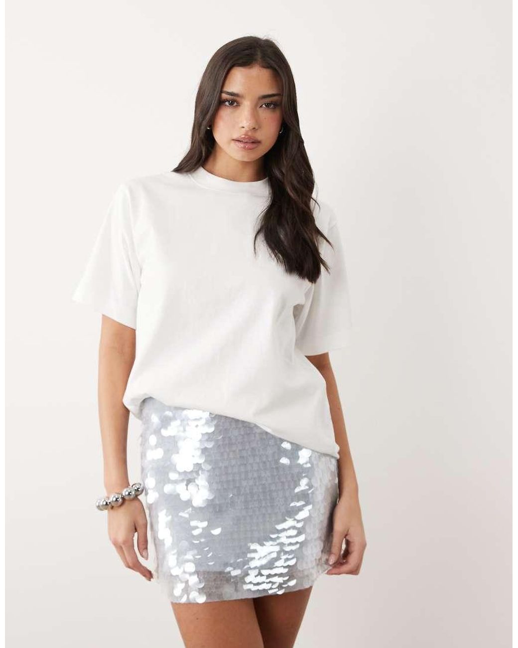 Gina Tricot Natural Sequin Mini Skirt