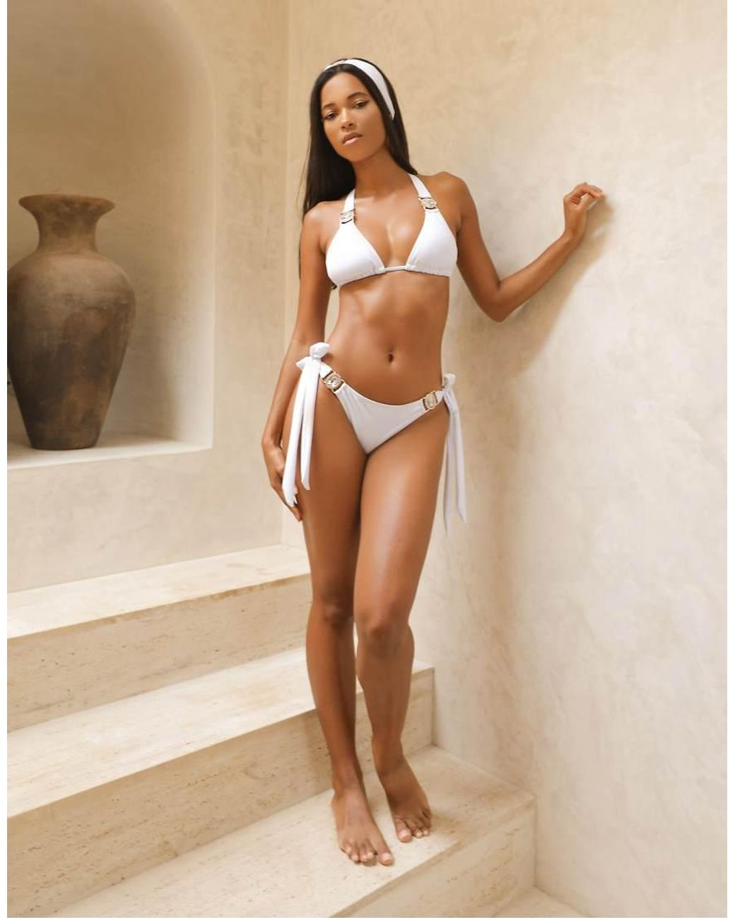 Moda Minx White Amour Crystal Triangle Bikini Top