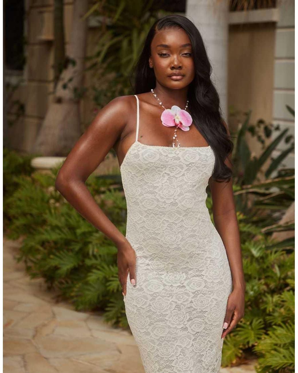 South Beach Green Lace Maxi Beach Dress With Bow Detail And Back Split
