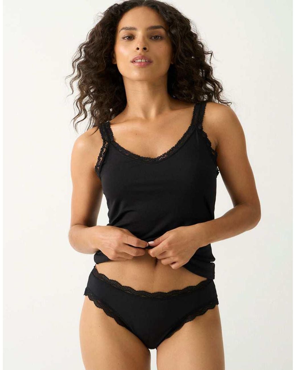 Stripe & Stare Black Mid Rise High Leg Knicker Four Pack