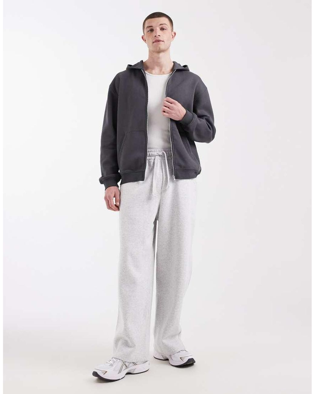 ASOS Blue Essentials Relaxed Zip Through Hoodie for men