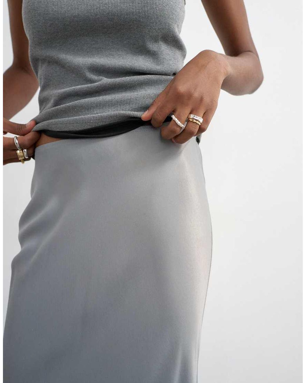TOPSHOP White Flood Length Satin Bias Maxi Skirt