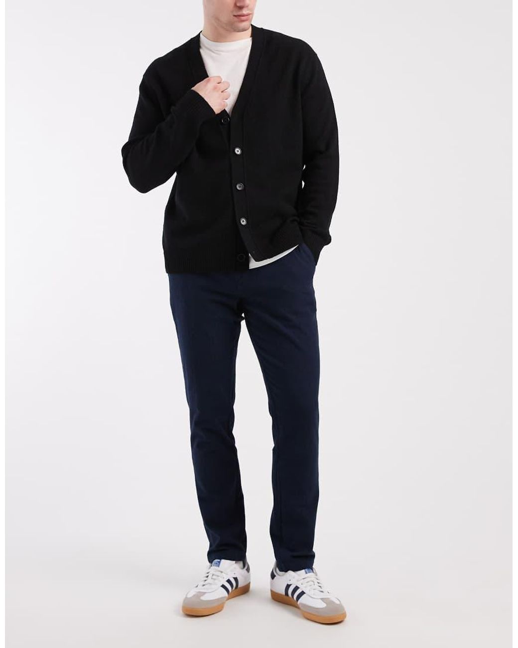Jack & Jones Black Slim Fit Herringbone Chino for men