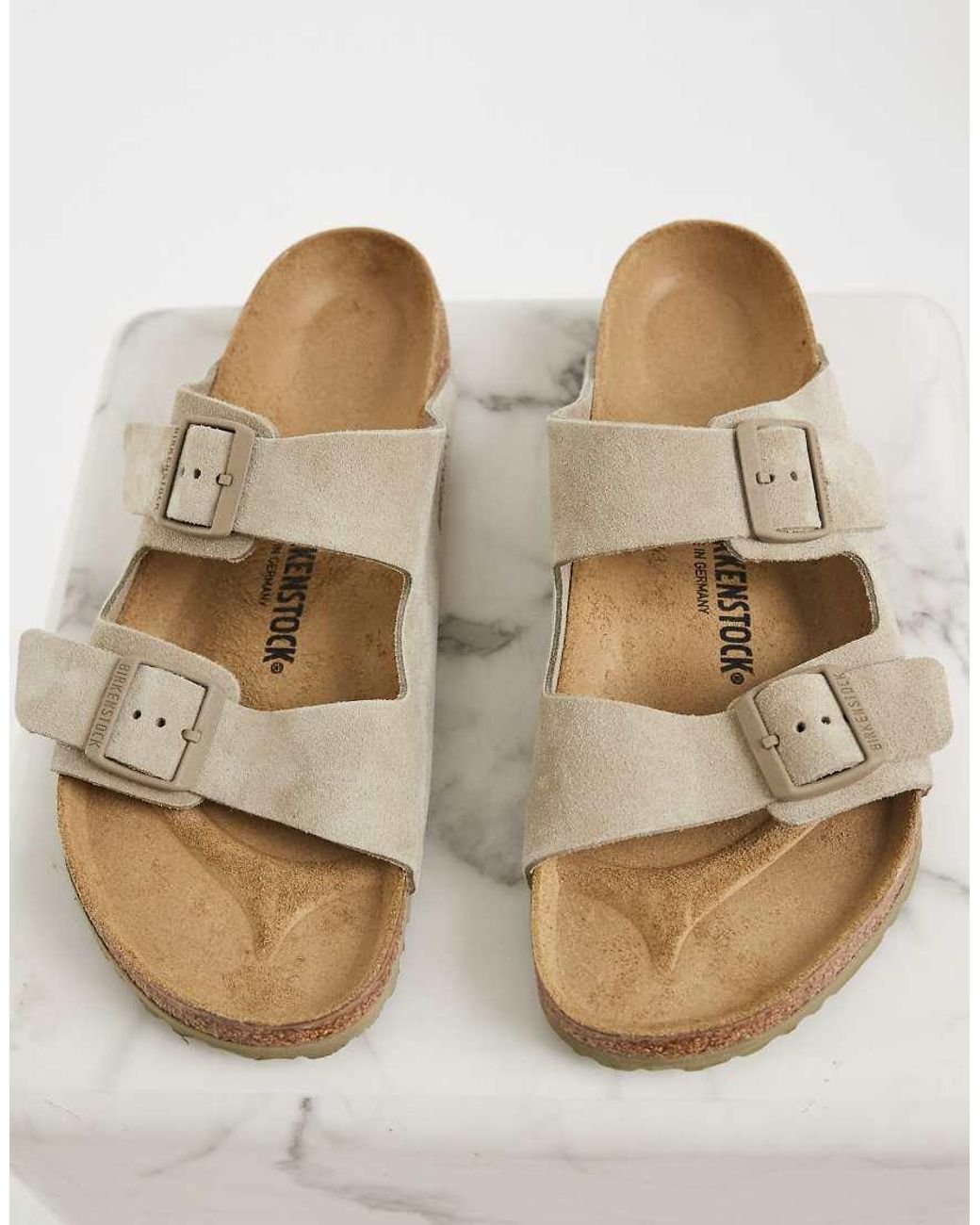 Birkenstock Natural Arizona Suede Sandals