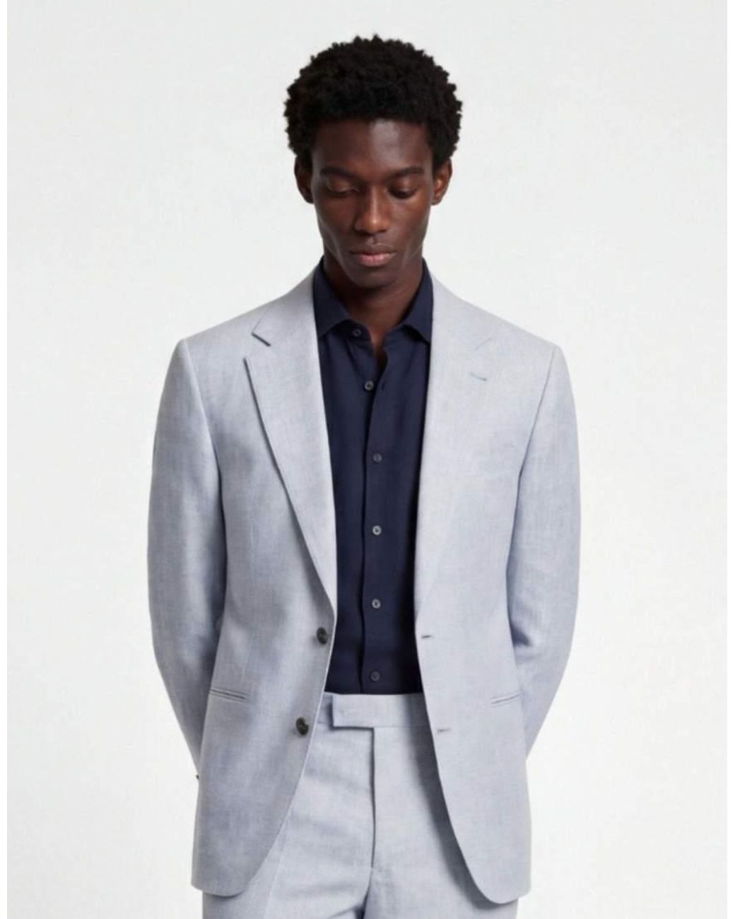 Harry Brown Blue Giacomo Slim Fit Single Breasted Suit Jacket for men