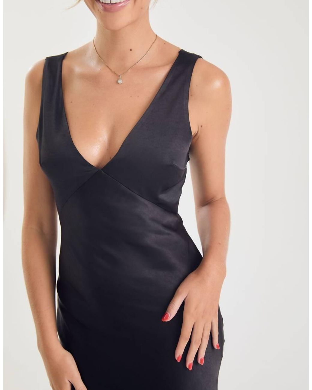 Six Stories Blue Twist Back Satin Bridesmaid Dress