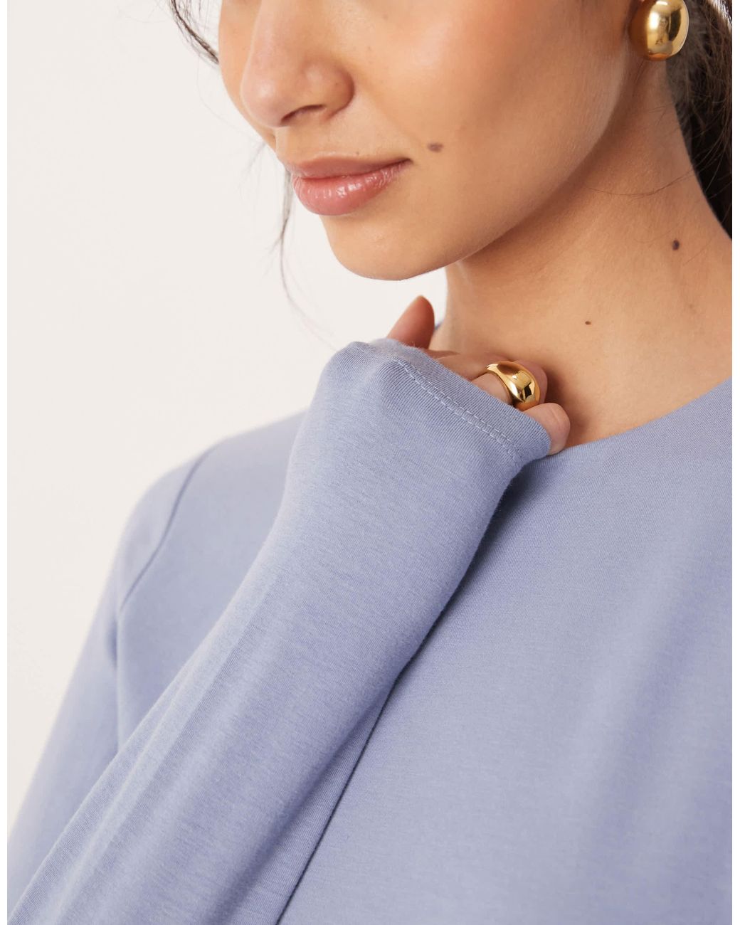 Abercrombie & Fitch Blue – langärmliges, knapp geschnittenes shirt