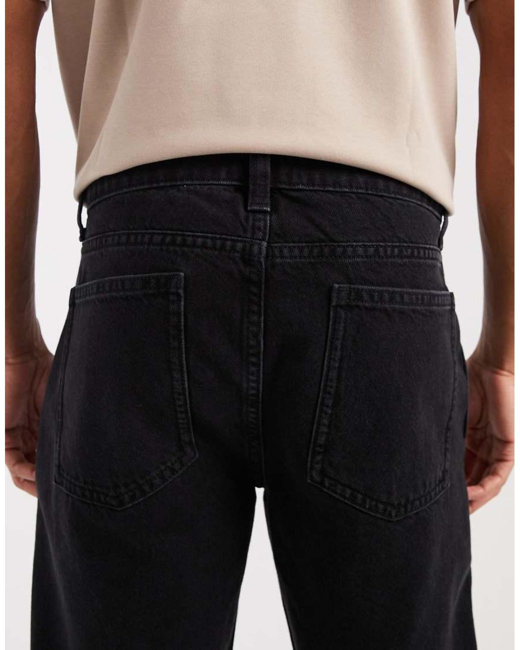 ASOS Black Circular Design Collection Straight Leg Jeans for men
