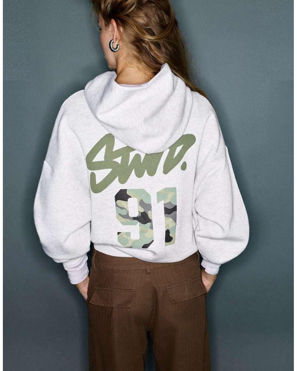 Pull&Bear White Stwd 91 Hood