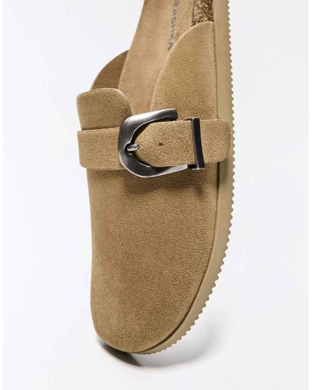 Bershka Natural Clogs With Buckle Detail