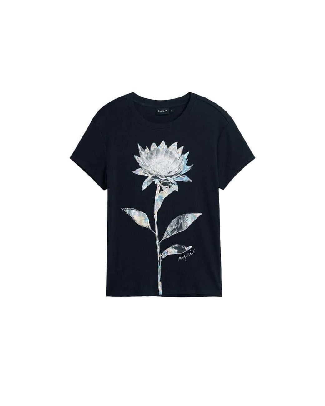 Desigual White Floral Print T-Shirt