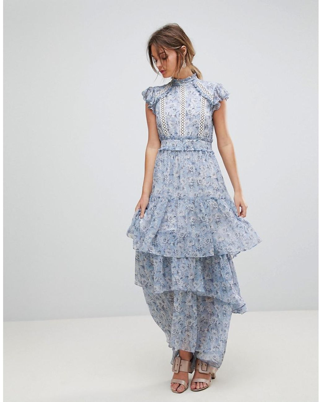 Forever New Tiered Maxi In Floral Print in Blue Lyst