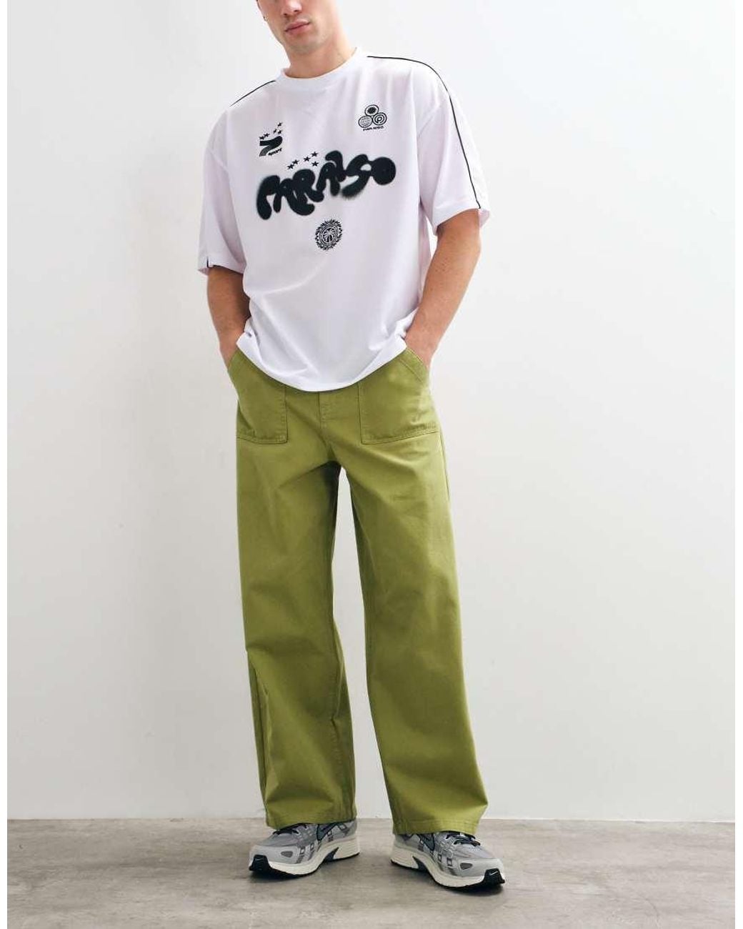 ASOS Green Barrel Trousers for men