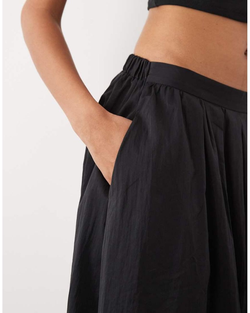 ASOS Black Volume Midi Skirt