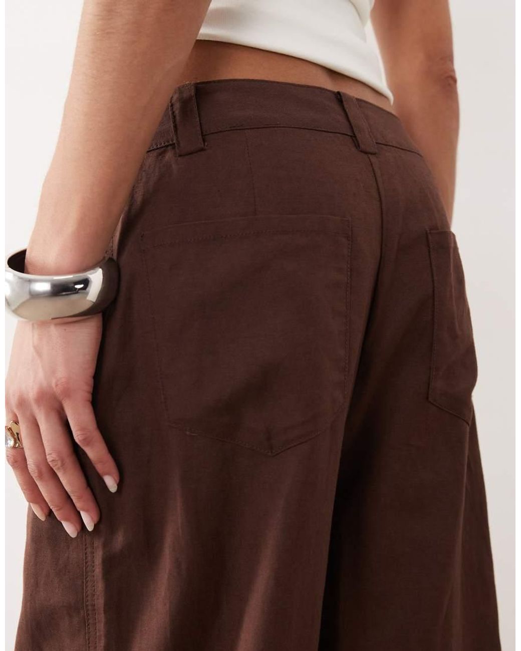 Mango Brown Linen Mix Tailored Trouser